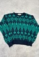 VINTAGE KNITTED JUMPER ABSTRACT PATTERNED KNIT SWEATER