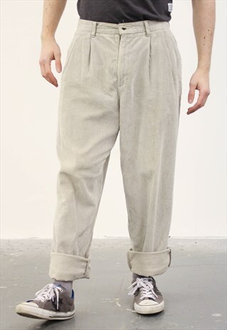 VINTAGE 1980S DOCKERS GREY CORDUROY TROUSERS