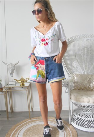 VINTAGE SHORTS PRINTED LITTLE MERMAID