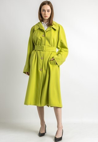 90S VINTAGE WOMAN GREEN JIL SANDER WOOLMARK COAT 5913