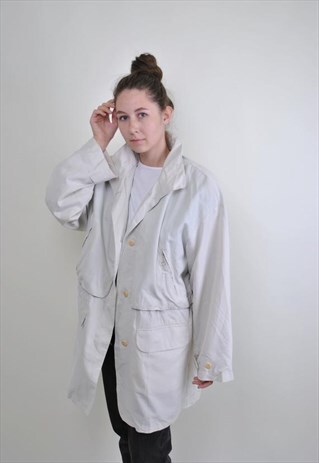 VINTAGE WHITE OVERSIZE PARKA JACKET