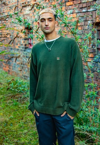 VINTAGE GREEN TOMMY HILFIGER KNIT JUMPER