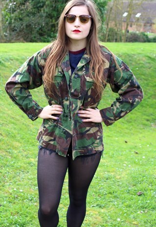 VINTAGE 90S ARMY JACKET - SIZE 10 - INDIE - MILITARY CAMO