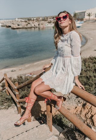 LACE UP HEEL ETNA COGNAC SANDAL