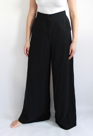 BLACK HIGH WAIST WIDE TROUSERS