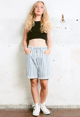 VINTAGE 90S STRIPED DENIM SHORTS