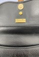 VINTAGE NAVY BLUE TAN LEATHER GRAIN CROSSBODY BAG