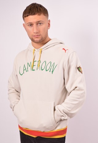 VINTAGE PUMA CAMEROON HOODIE JUMPER OFF WHITE