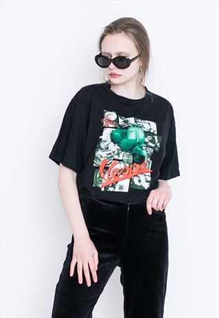 VINTAGE BLACK VESPA RETRO T-SHIRT