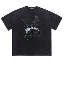 Eagle print t-shirt snake tee retro goth bible top in black