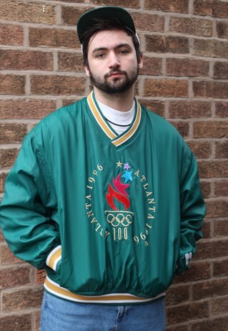 VINTAGE ATLANTA 1996 OLYMPICS PULLOVER STARTER JACKET