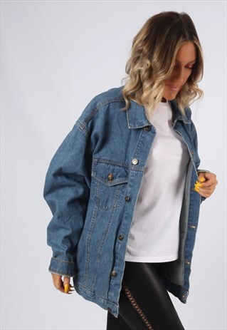 DENIM JACKET OVERSIZED FITTED VINTAGE UK 20 - 22 (C1M)