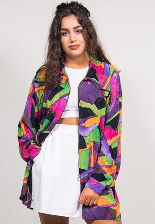 VINTAGE 90'S COLOURFUL ABSTRACT PATTERN LIGHT JACKET