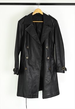 Vintage leather Coat in Black 