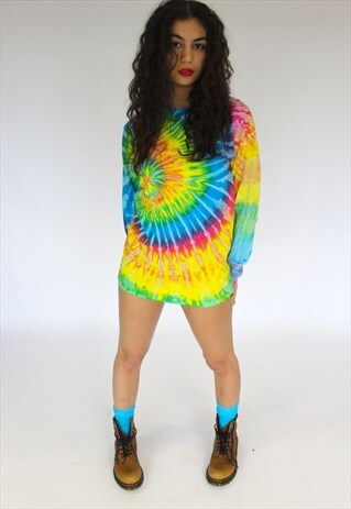 THE RAINBOW BLAST FESTIVAL TIE DYE SUMMER DRESS