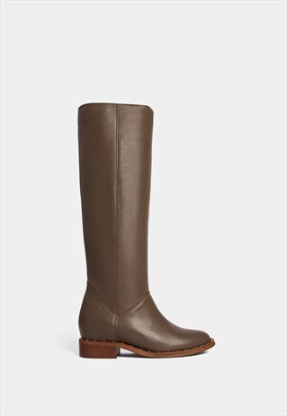BROWN KNEE-HIGH BOOTS WITH JETS - HIDDEN HEELS