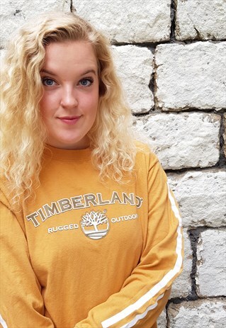 VINTAGE TIMBERLAND SWEATER LONG SLEEVED TOP MUSTARD WHITE