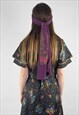 70'S VINTAGE LADIES PURPLE FLORAL RETRO PRINT SCARF