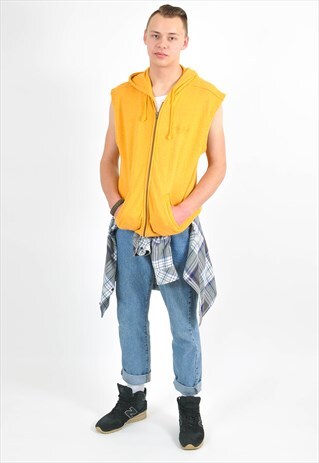 VINTAGE 90'S SLEEVELESS HOODIE IN ORANGE