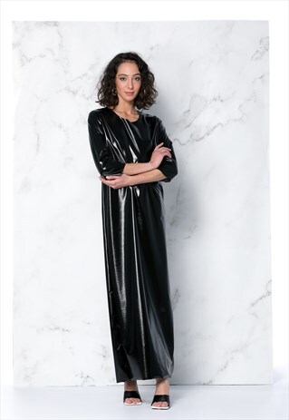 BLACK VINYL DRESS, MINIMALIST DRESS, PARTY DRESS