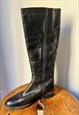 VINTAGE 90S LEATHER KNEE LENGTH BOOTS IN BLACK UK 5