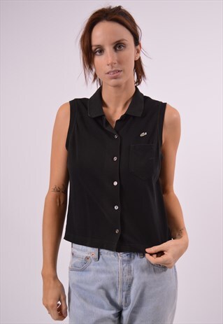 VINTAGE LACOSTE POLO SHIRT SLEEVELESS BLACK