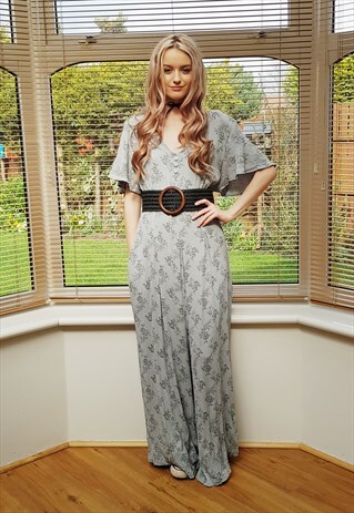 VINTAGE SILVER GREY JUMPSUIT PLAYSUIT