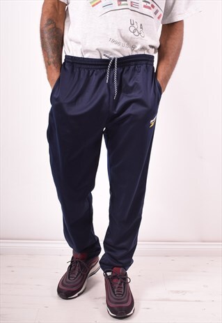 REEBOK MENS VINTAGE TRACKSUIT TROUSERS SMALL NAVY BLUE 90S