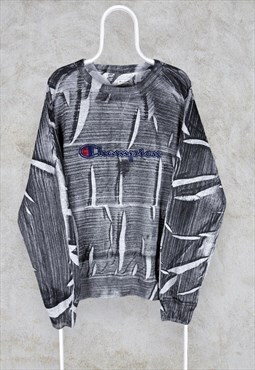 Vintage Champion Sweatshirt Grey Acid Wash Reworked Mens XXL