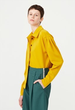 yellow cardigan with collar 