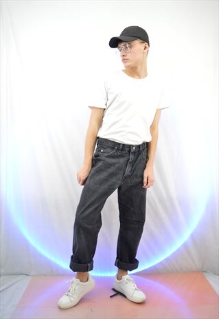 VINTAGE STRAIGHT BLACK DENIM TROUSERS