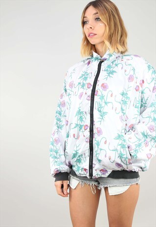 VINTAGE OVERSIZED FLORAL PATTERNED FESTIVAL SHELL JACKET