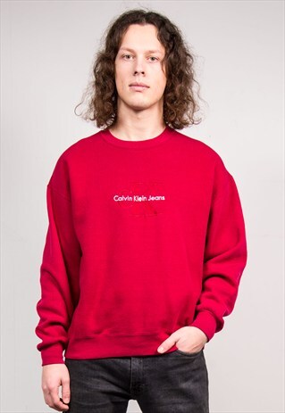 90'S VINTAGE RED CALVIN KLEIN SWEATSHIRT JUMPER