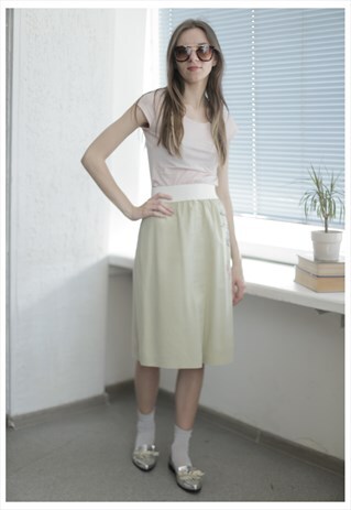 VINTAGE 60'S MIDI GREENISH FLOWER PRINT SKIRT