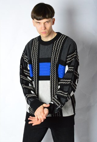 CARLO COLUCCI VINTAGE 90S COLOUR BLOCK WOOL BLEND JUMPER