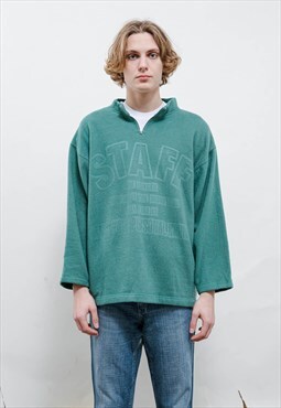 Vintage Y2k Green Half Zip Sweatshirt Light Fleece Unisex