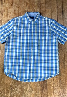 Vintage Chaps Blue Checked Short Sleeved Shirt 
