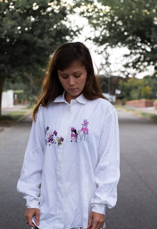 VINTAGE 90'S DISNEY NAF NAF SHIRT IN WHITE AND PINK