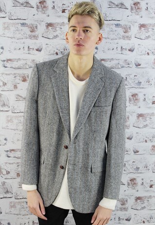 HARRIS TWEED JACKET. 1970S VINTAGE BLAZER. UNISEX.