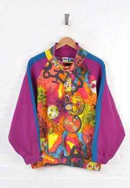 Vintage Fleece 1/4 Button 80s Pattern Medium