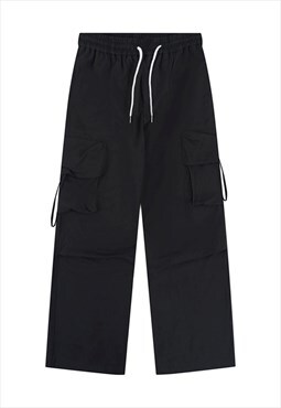 Cargo pocket joggers utility pants skater trousers in black