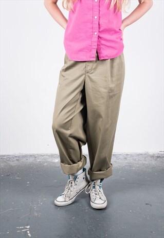 DOCKERS VINTAGE 1980S KHAKI GREEN TROUSERS