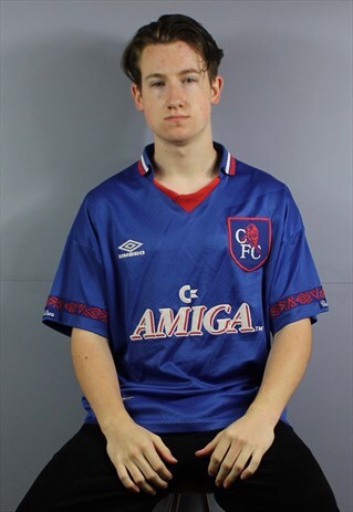 VINTAGE UMBRO CHELSEA FC FOOTBALL SHIRT IN BLUE WITH EMBROID