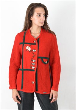 Women XL Trachten Wool Coat Jacket Cardigan Blazer Sweater