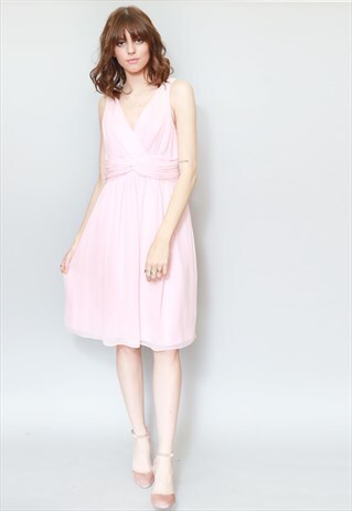 VINTAGE 1980'S DONNA MORGAN SILK PINK MINI DRESS