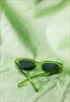 GREEN ROUNDED RECTANGLE 90S LOOK SUNGLASSES