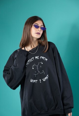 JUMPER IN BLACK WITH GIRL POWER PRINT