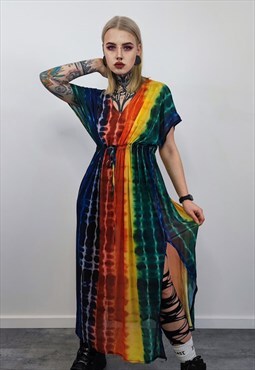 Transparent rainbow dress sleeveless Gay pride long gown