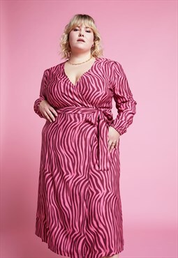 Curvy Fashion Zebra Print Satin Dress