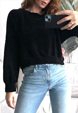 90s Black Knit Sweater - S - M